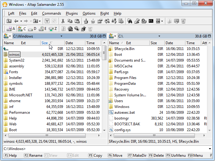 Sort folders or directories by size